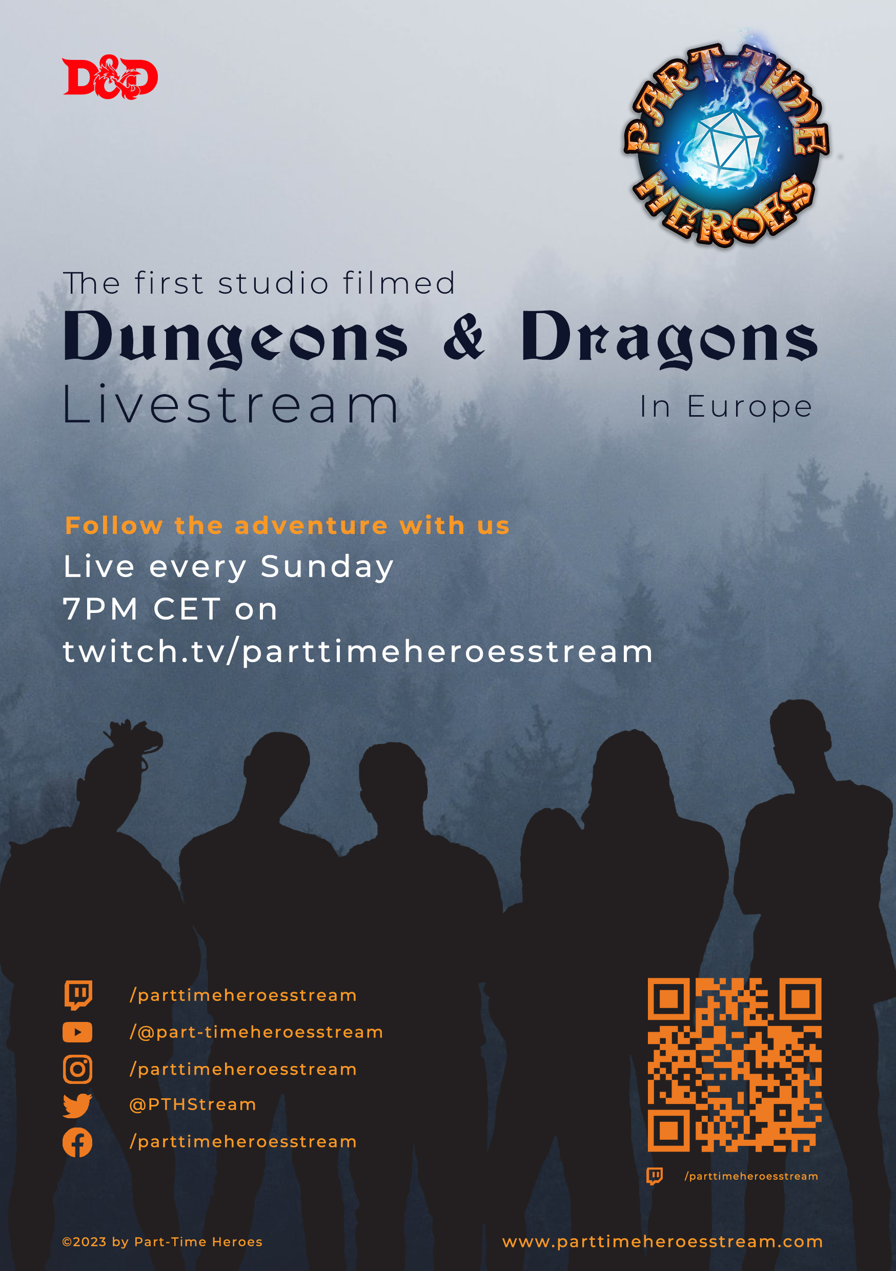 First new flyer design for Part-Time Heroes, Made by Yara Prins.